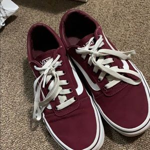 Maroon Vans sneakers